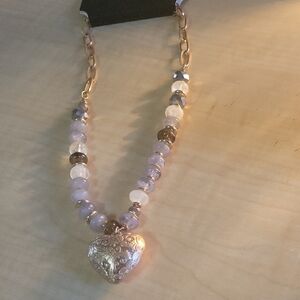 Elegant Gold and Purple Heart Pendant Necklace